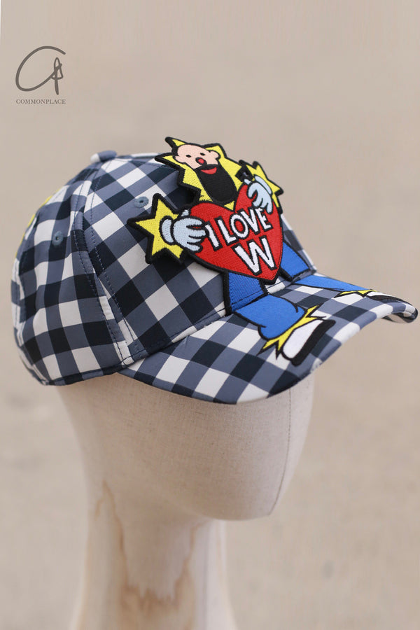 Walter Van Beirendonck 25 Spring/Summer I LOVE W Checkered Hat WVB-9005-Mazzarine Blue